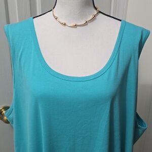 ST. JOHN'S BAY BRAND WOMEN'S PLUS SIZE TURQUOISE SCOOPNECK TANK TOP SIZE 5X